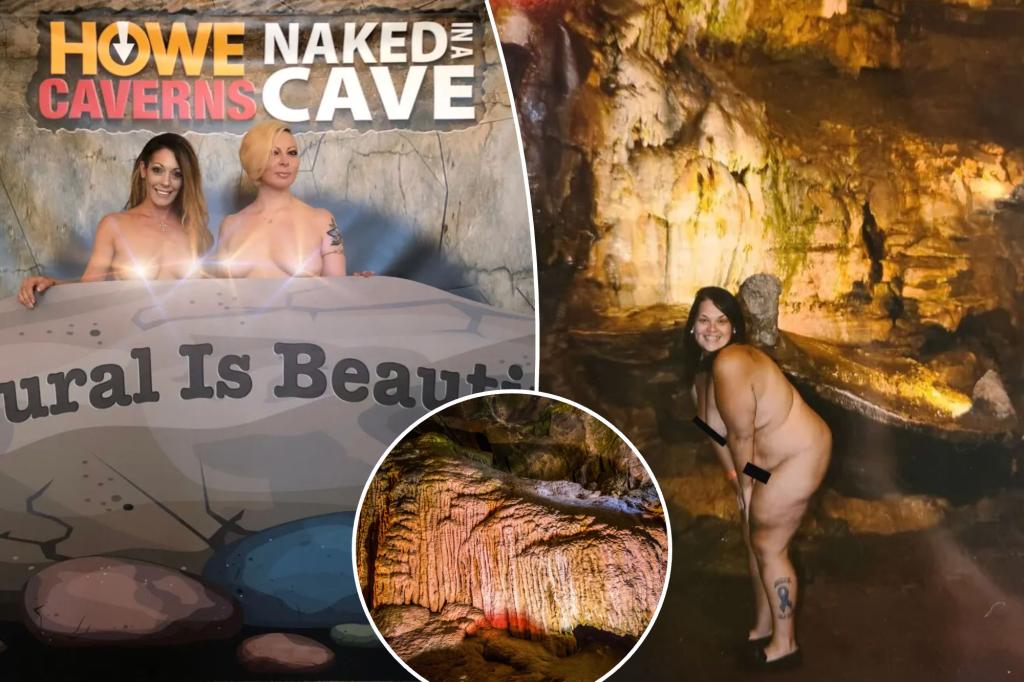 Cheeky nudists strip naked to celebrate body positivity - in a chilly underground cave: 'Very exciting'